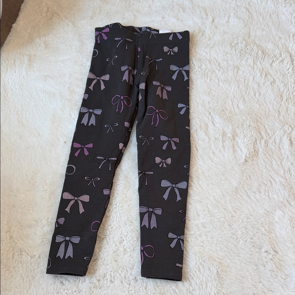 Zara Black Leggings with Pink & Lavender Bow Print